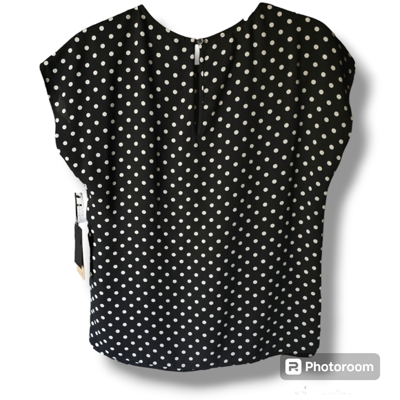 🆕️ Halogen Cap Sleeve Polka Dot Blouse in Black & White size XS - Picture 4 of 6